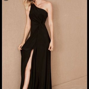 BHLDN Brixen Black Maxi One Shoulder Dress